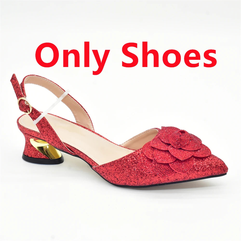 Ladies Shoe and Bag Set Latest Designers Luxury Italian Party Shoes and Bag Set for Women Rhinestone Wedding Bride Shoes Woman