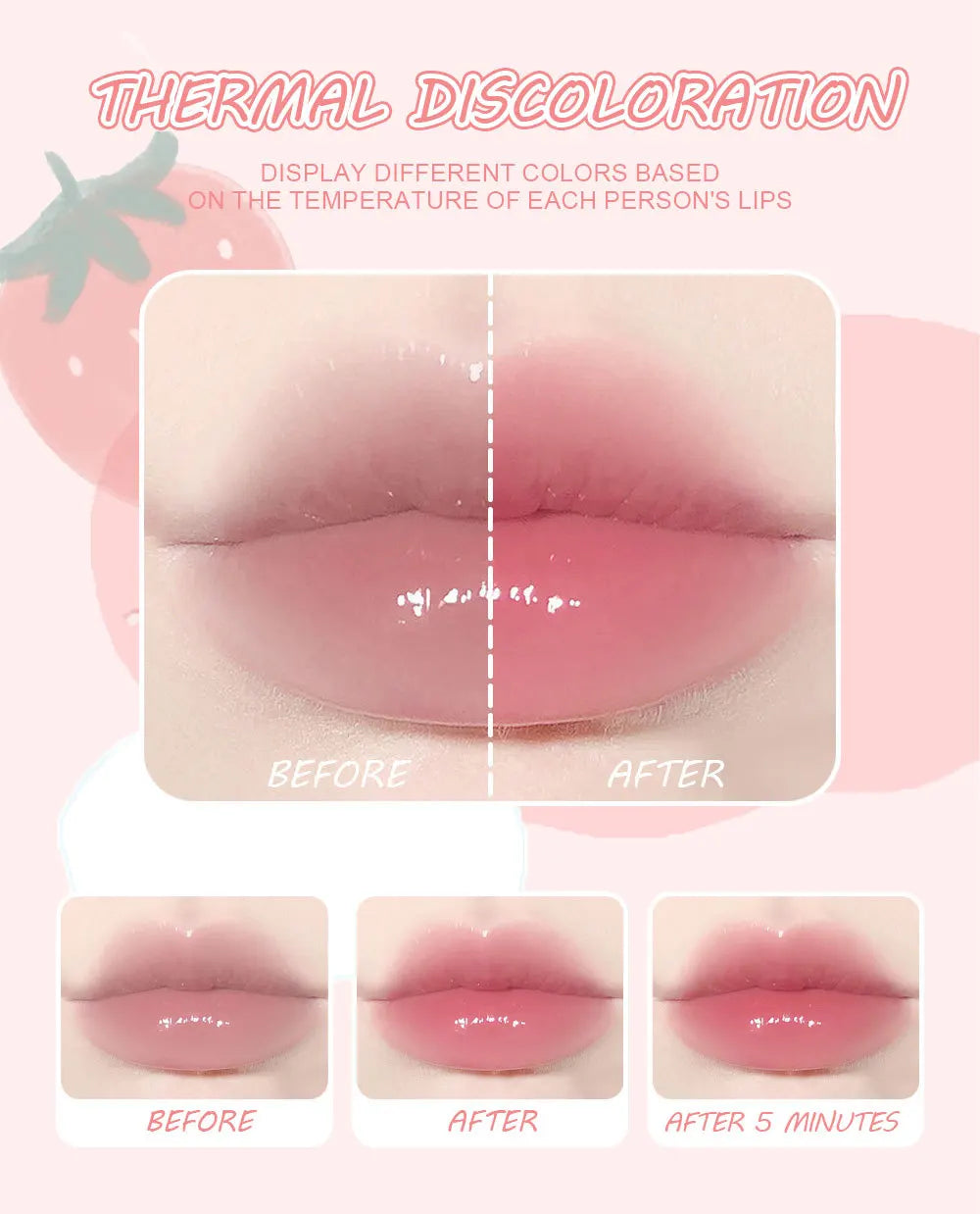 5pcs/set temperature change mini lipstick set fruit flavor is not easy to stick cup color change lipstick
