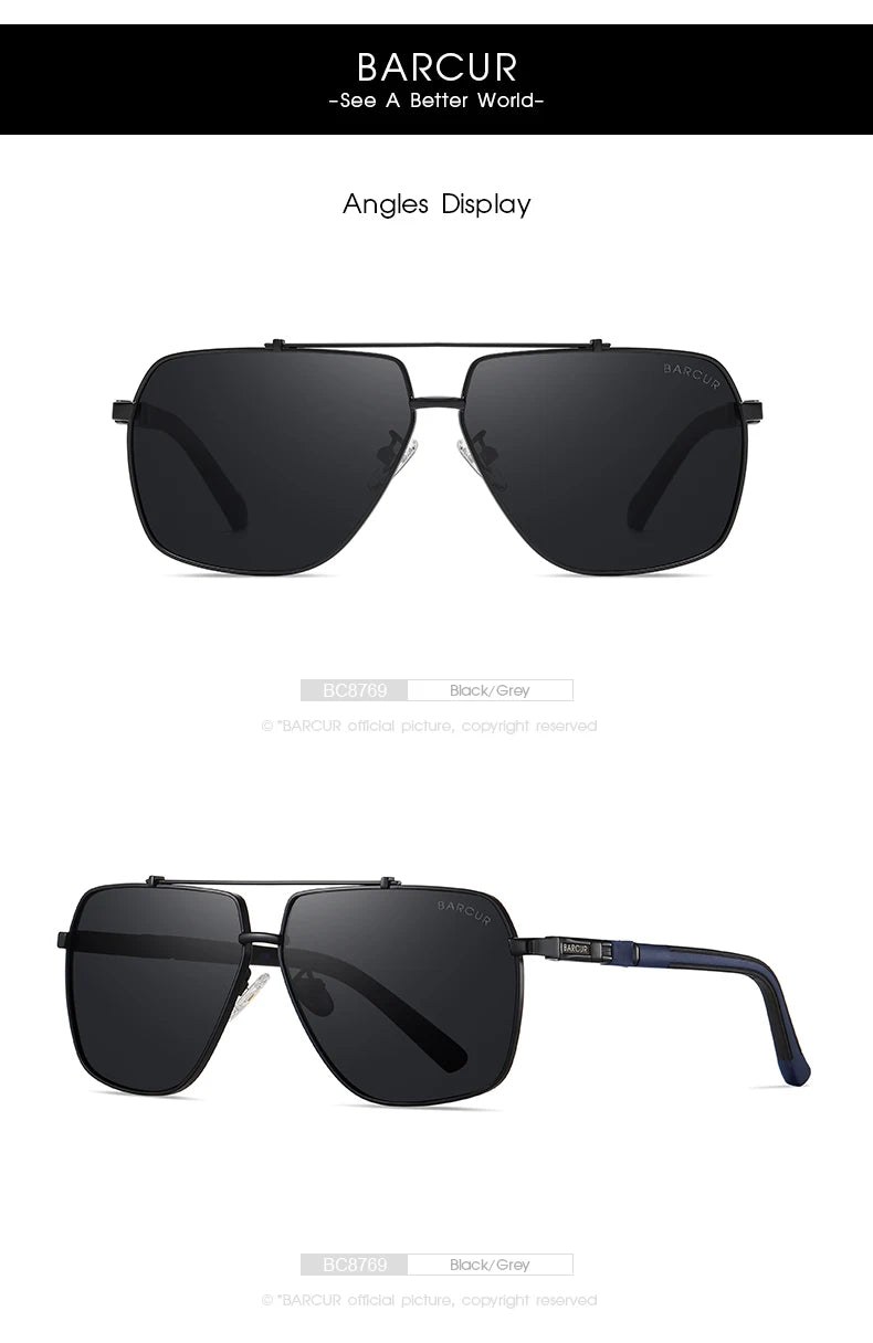 BARCUR Square Mens Sunglasses Polarized Driving Gradient Sun Glasses for Men UV400 Shades Eyewear Oculos Gafas De Sol