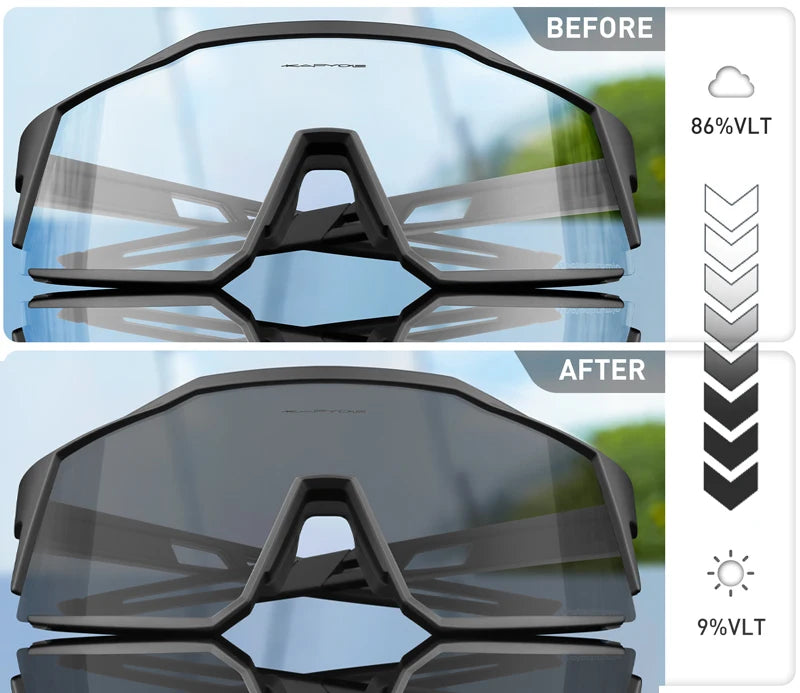 KAPVOE New Photochromic Cycling Glasses Men MTB Cycling Sunglasses Women Road Bicycle Glasses UV400 Outdoor Bicycle Sunglasses