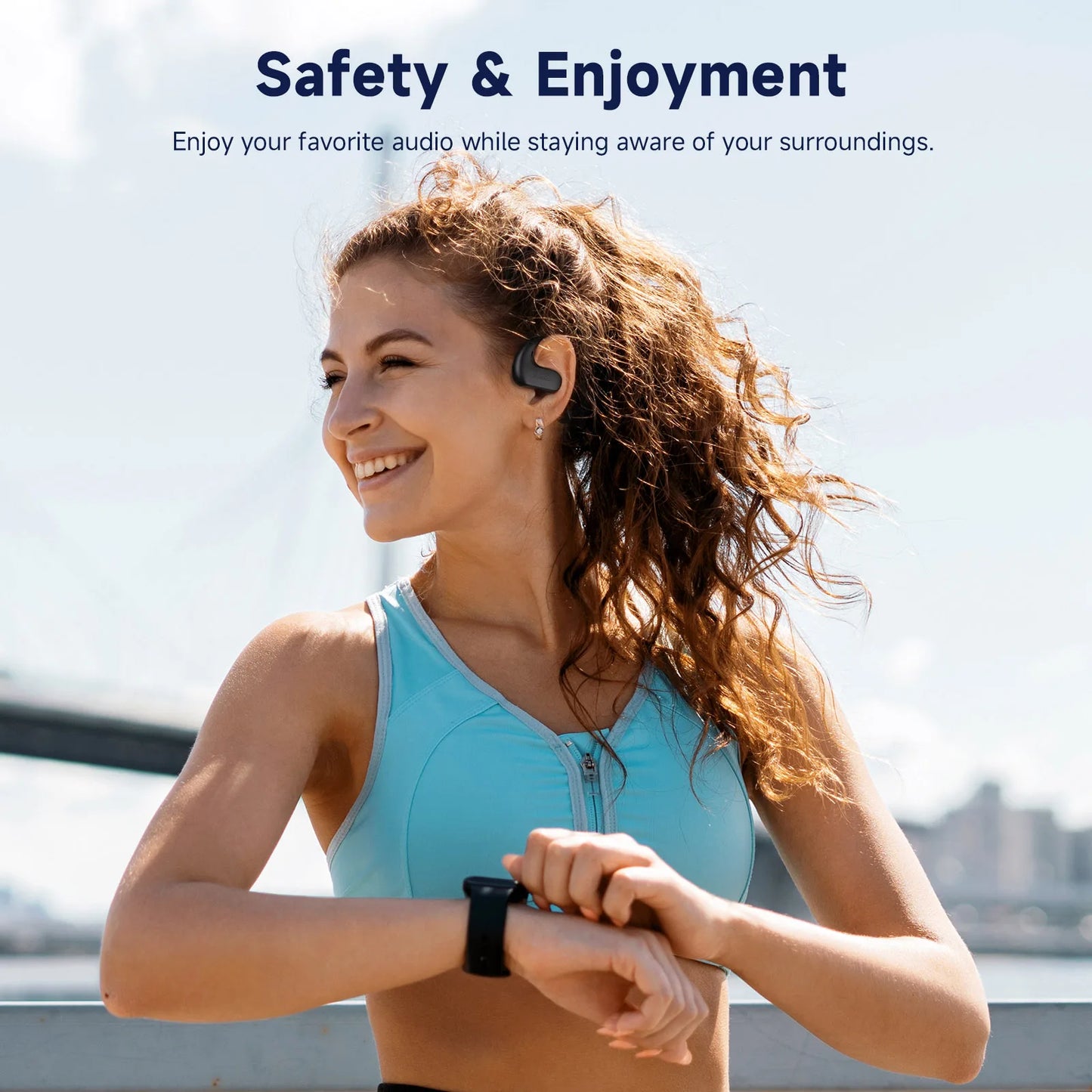 Oneodio OpenRock S Air Conduction Bluetooth 5.3 Earphones Open Ear Wireless Headphones Sports Earbuds TWS With 4 AI Mics 60Hr