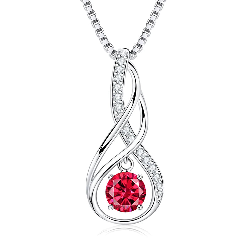 Lnngy 925 Sterling Silver Pear Cut Artificial Emerald Pendant Necklace Colorful Birthday Stone Necklaces Jewelry for Friends