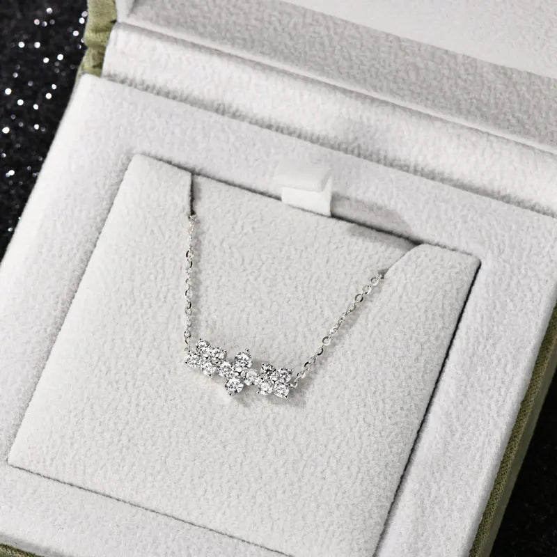 Lnngy Four-leaf Clover Moissanite Earring Pendant Necklace For Women 925 Sterling Silver Stud Earrings Lucky Flower Jewelry
