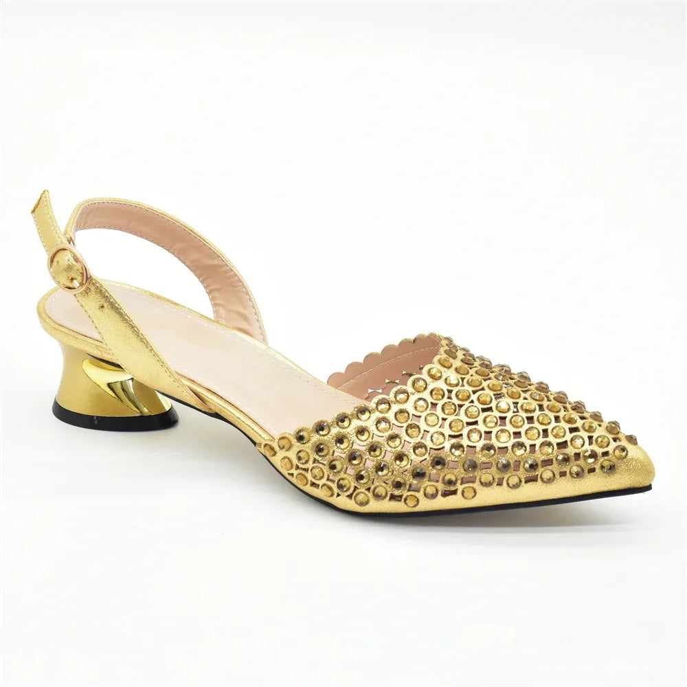 New Arrival Pointed Toe Women Sandals Shoes and Bag Set for Ladies Wedding Party Pumps Italian Shoes and Bags Matching Set