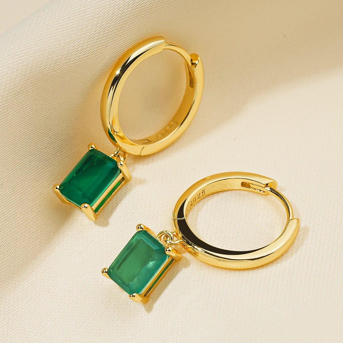 Lnngy Oval/Marqusie Cut Artificial Emerald Stud Earring for Women ohrringe silber 925 Sterling Silver Earring Daily Jewelry Gift