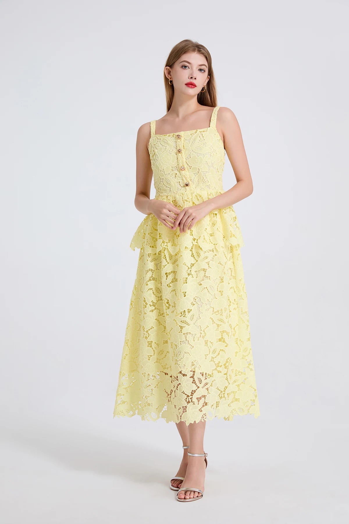 Women's Dress New Flower Embroidery Square Collar Long Dresses for Summer 2025 Backless Sleeveless Midi Dresses Party Dresses