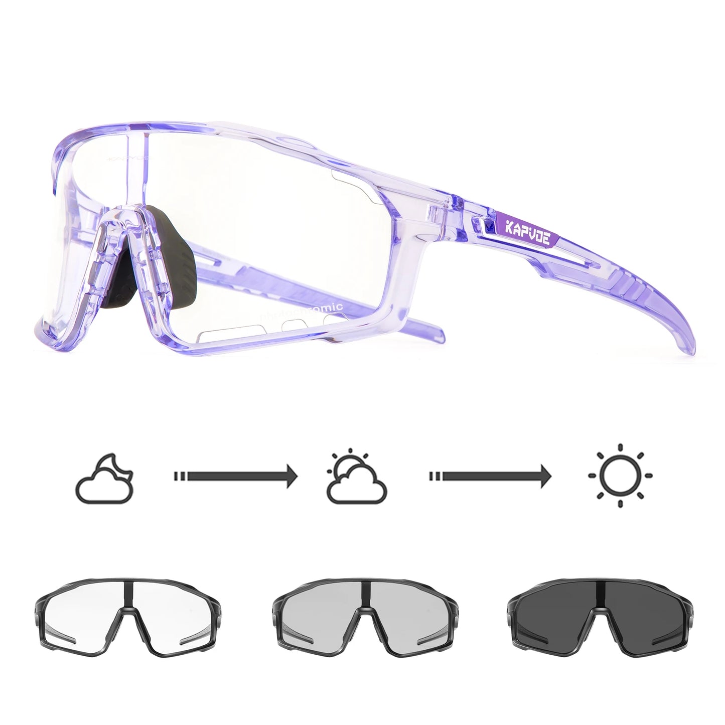 Kapvoe Outdoor Photochromic Sunglasses Anti-fog Cycling Glasses Bike Bicycle Men Women Sports Hiking MTB UV400 Anti-fog Goggles