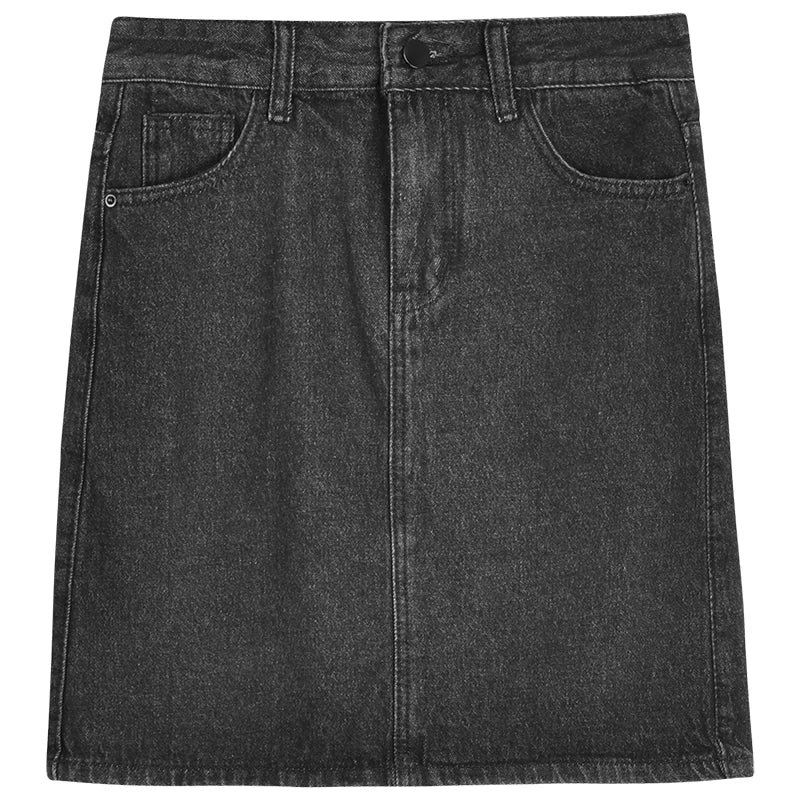 Spring New Women's Denim Skirt A-Line Flared Skirts Butt Covering Body Slimming f-length for plus Size MM