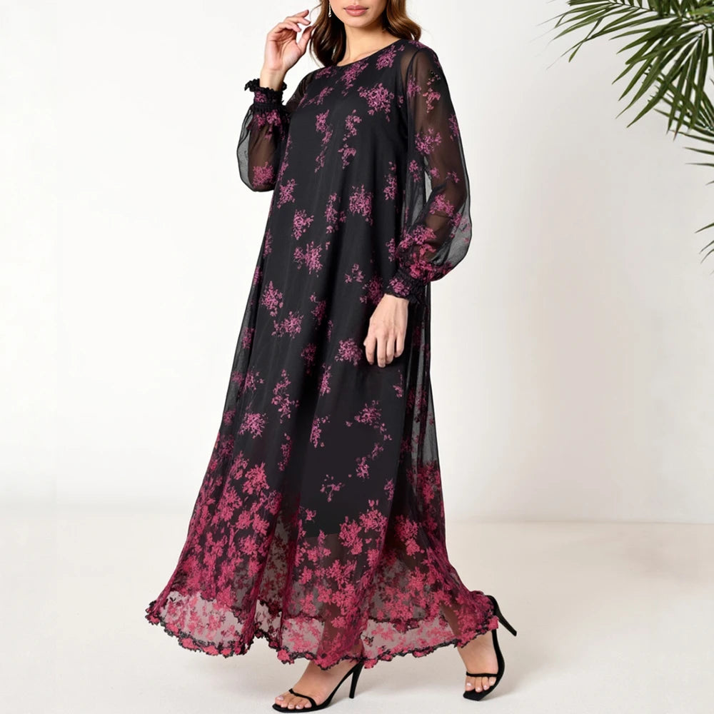 Rafiah Women's Dresses Summer Elegant Fashion 2025 Classic Long Sleeve V-Neck A Line Midi Vacation Long Dresses