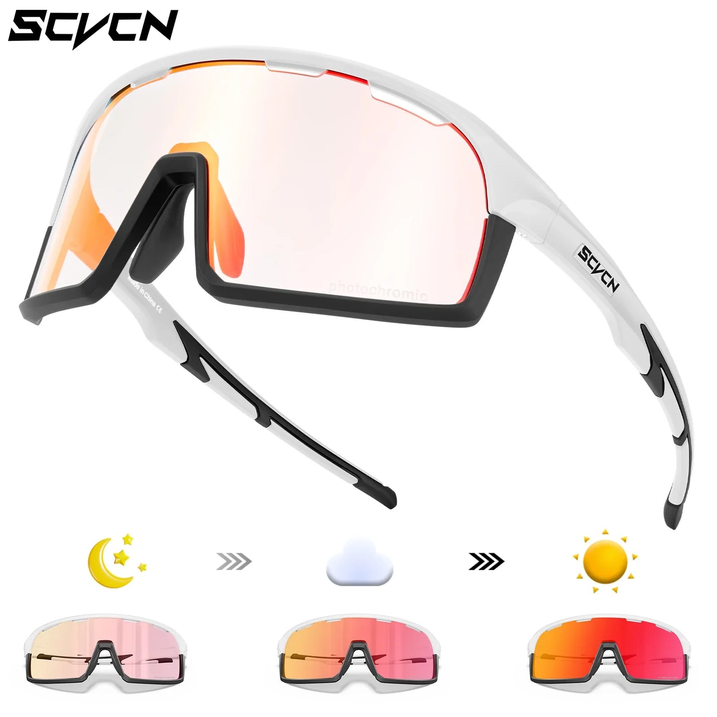 Scvcn Red Photochromic Sunglasses Cycling Blue Outdoor Sports Bike Glasses Man MTB Fishing Glasses Eyewear Bicycle Goggles UV400