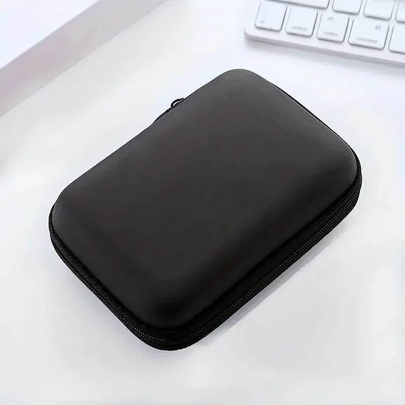 Black Hard Storage Bag Data Cable Earphones Keys Coins Jewelry Travel Portable Anti-collision Multifunctional Zipper Storage Bag