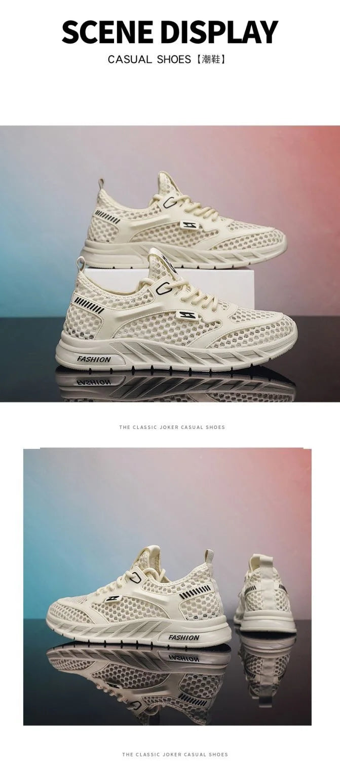 Men's Mesh Sneakers 2024 Summer Mesh Sports Breathable Casual Shoes Comfortable Men's Tennis Shoes Lightweight Running Shoes