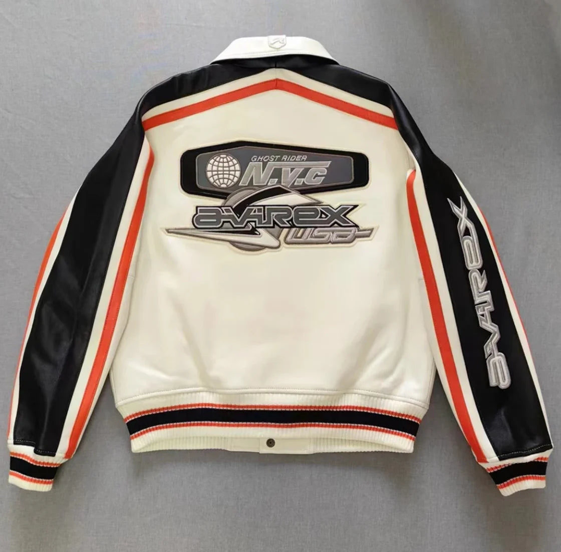 Varsity Jacket Colorblocking Men's Genuine Leather apparel America Size French Sheepskin Autumn Winter Warm Thickness Coat tops
