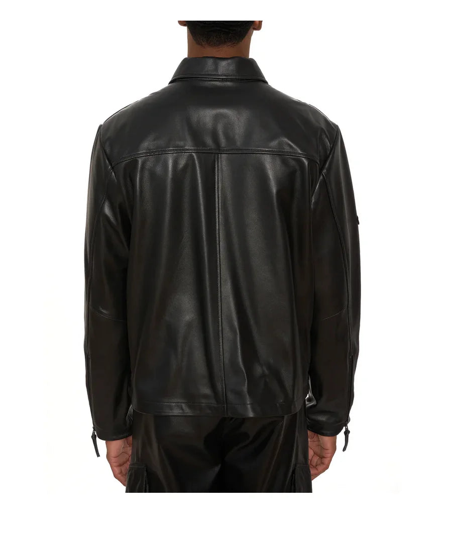 AVIREX Spring/Summer Aviator Clothing Men's Long Sleeve Shirt Jacket 100% Napa Sheepskin Leather Jacket US Size Simple Coat Top