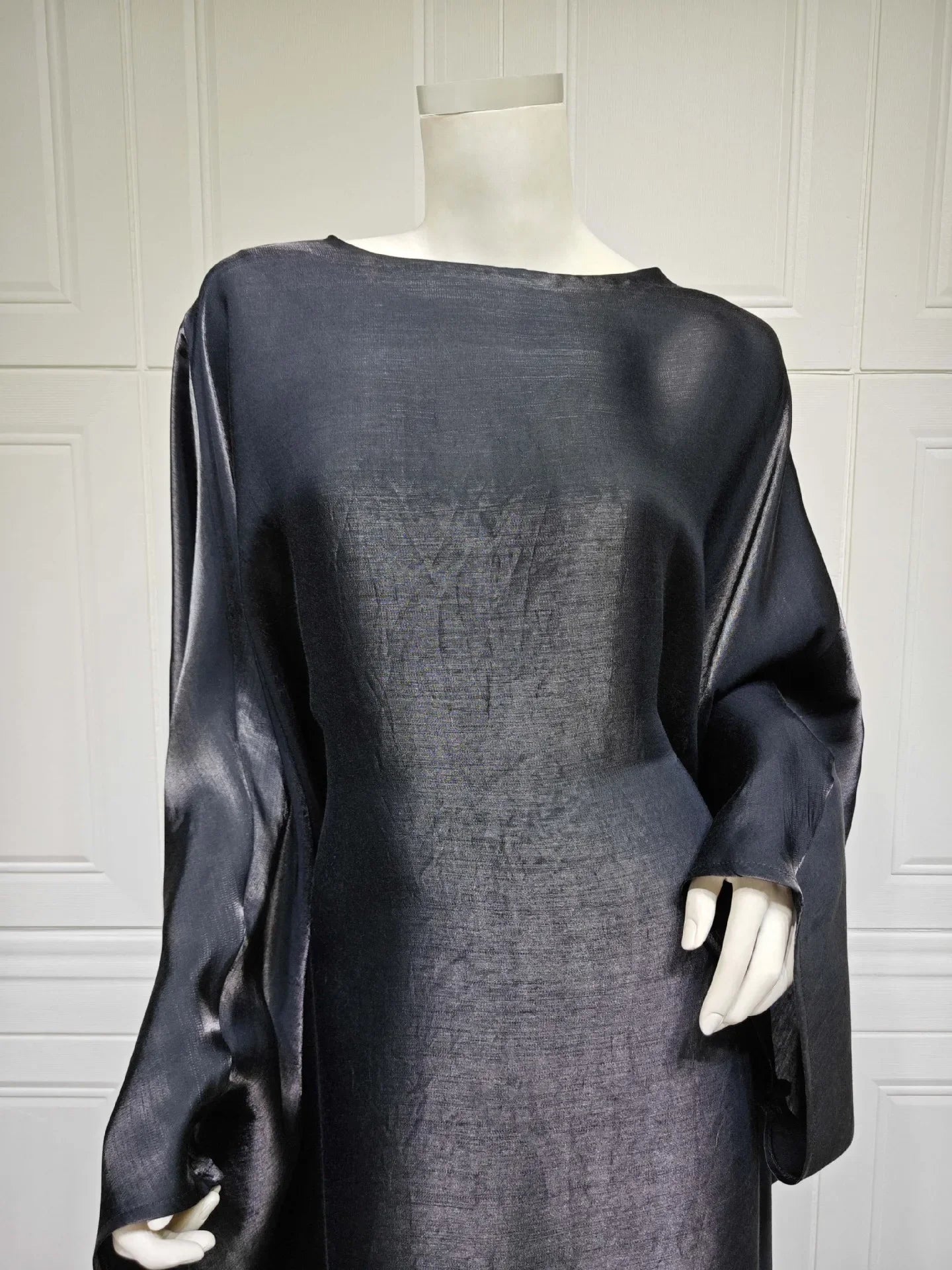 2024 Muslim Dress Women Summer Fashion Muslim Long Sleeve Satin Plus Size Long Abaya Kaftan Abaya Dubai Abaya Muslim Clothes