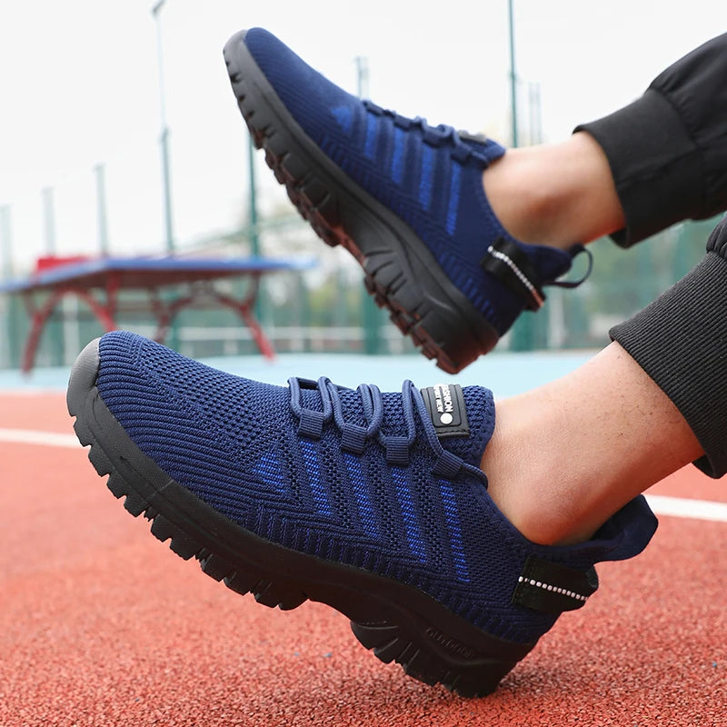 2025 Men's Running Shoes Knitted Mesh Breathable Fashion Casual Sports Shoes Comfortable Fitness Lightweight Men's Casual Shoes