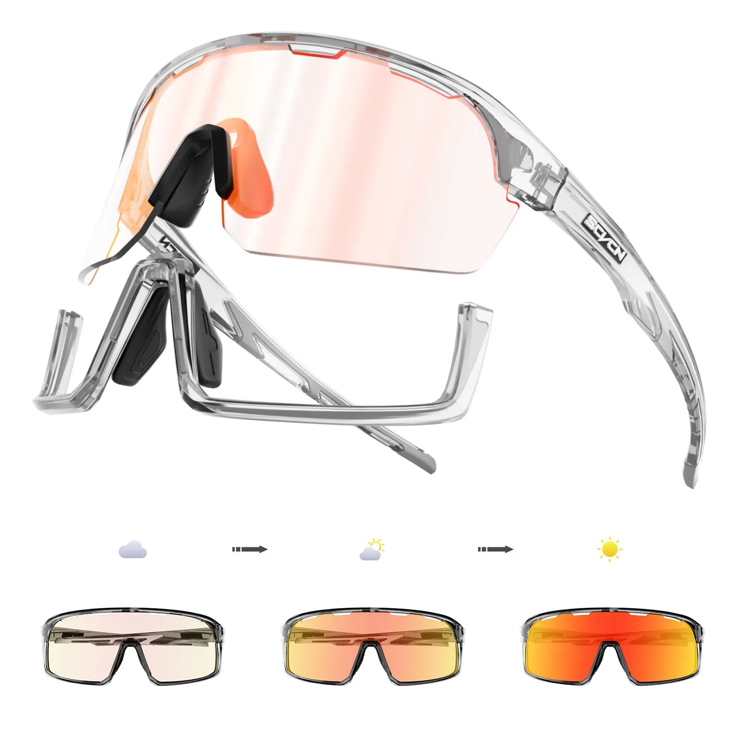Scvcn Red Photochromic Sunglasses Cycling Blue Outdoor Sports Bike Glasses Man MTB Fishing Glasses Eyewear Bicycle Goggles UV400