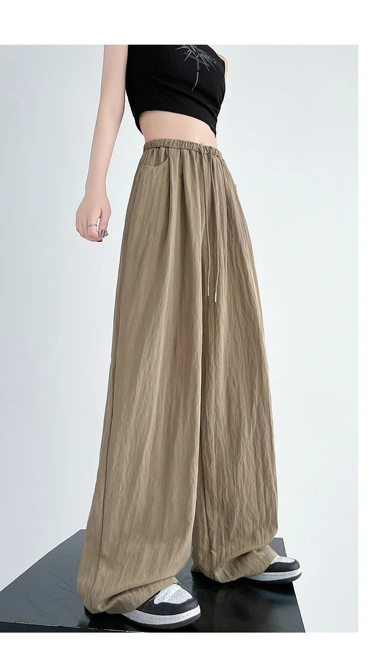 Ice Silk Wide Leg Pants Women Summer Thin Loose Casual Sun Protection Straight Leg Yamamoto Pants Lazy Dragging Pants