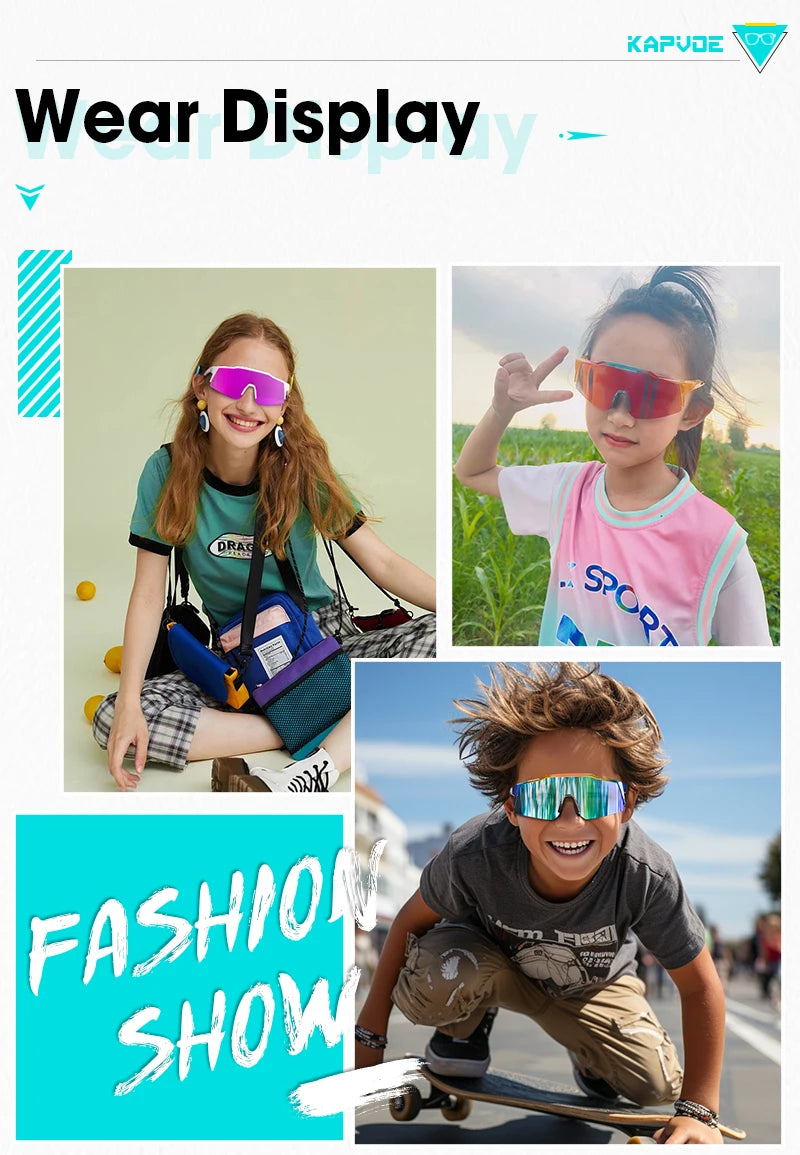 KAPVOE Photochromic Child Sunglasses Bicycle Cycling Glasses Teenagers Sports Glasses Boys Girls Windproof UV400 Goggles
