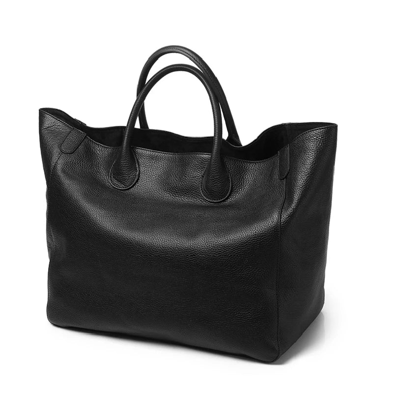 Casual Huge Black Brown Yellow Red Khaki Blue Top Grain Genuine Leather A4 Women Handbag Female Tote Shoulder Shopping Bag M9940
