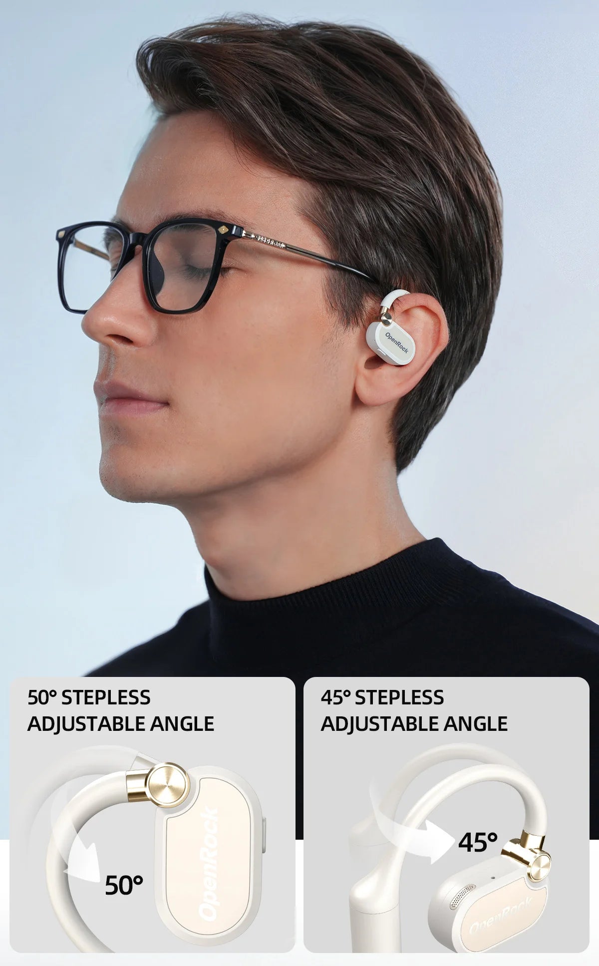 Oneodio OpenRock X Open Ear Headphones Bluetooth 5.3 Wireless Earphones OWS Air Conduction Sports Earbuds With 4 ENC Mic APP 48h