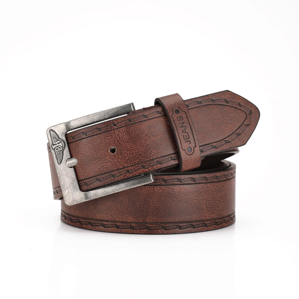 A Western-style PU leather belt for both men and women, a classic and casual retro belt