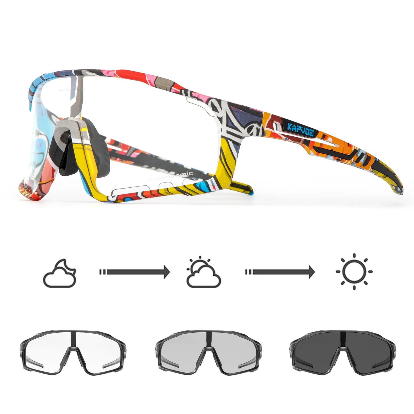 Kapvoe Outdoor Photochromic Sunglasses Anti-fog Cycling Glasses Bike Bicycle Men Women Sports Hiking MTB UV400 Anti-fog Goggles