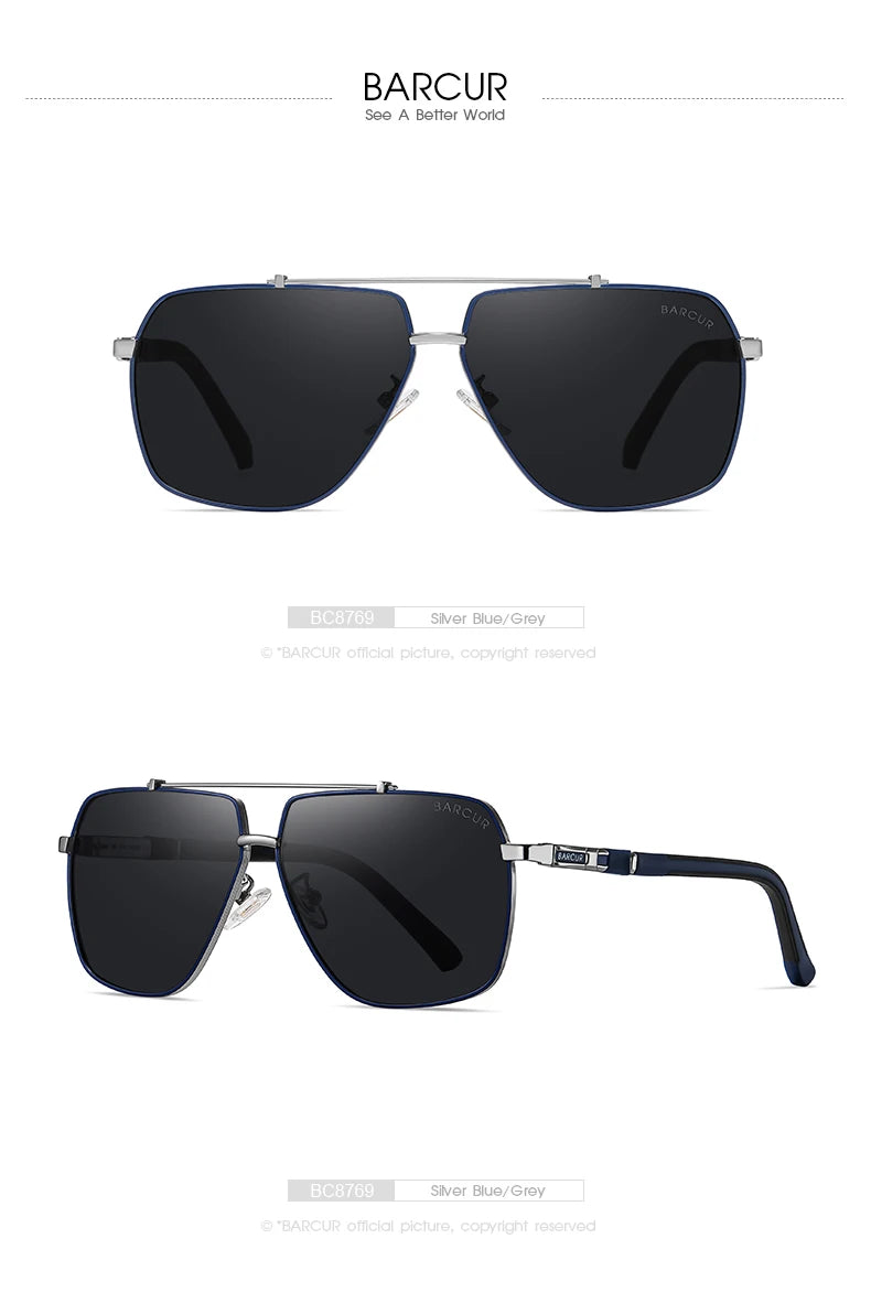 BARCUR Square Mens Sunglasses Polarized Driving Gradient Sun Glasses for Men UV400 Shades Eyewear Oculos Gafas De Sol