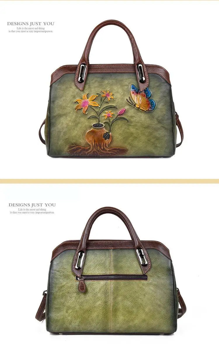 MOTAORA Vintage Women Shoulder Bags Genuine Leather Retro Ladies Handbags For Female Handmade Embossed Women's Bag 2025 Trend