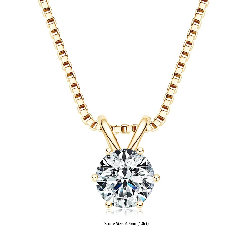RAPRGOLD GRA Certified 0.5-5ct Moissanite Pendant Necklaces 925 Sterling Silver Solitaire Necklace Chain For Women Jewellry Gift