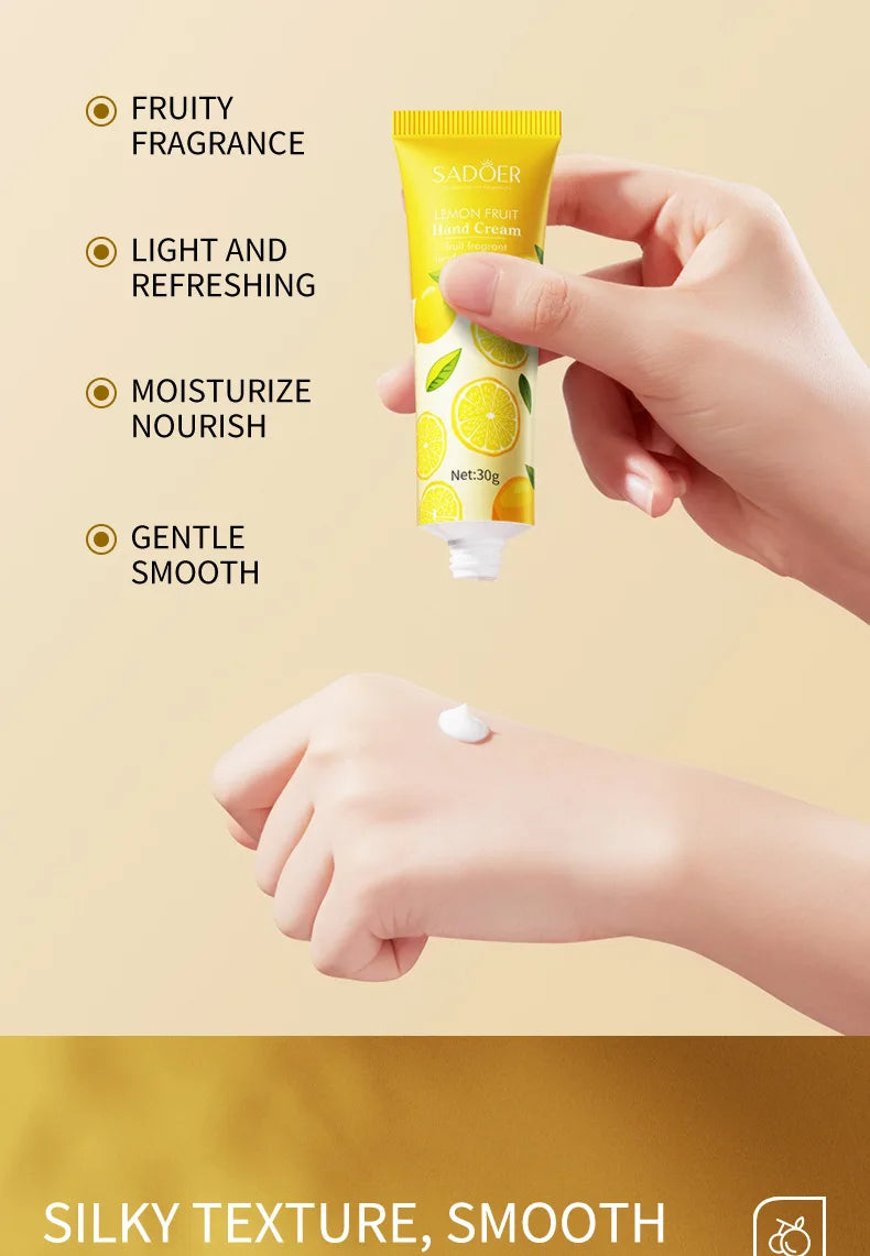5Pcs/set SADOER Fruit Plant Fragrance Hand Cream Sets Moisturizing Repair Anti Dry Hand Lotion Sets Hands Skin Care Products