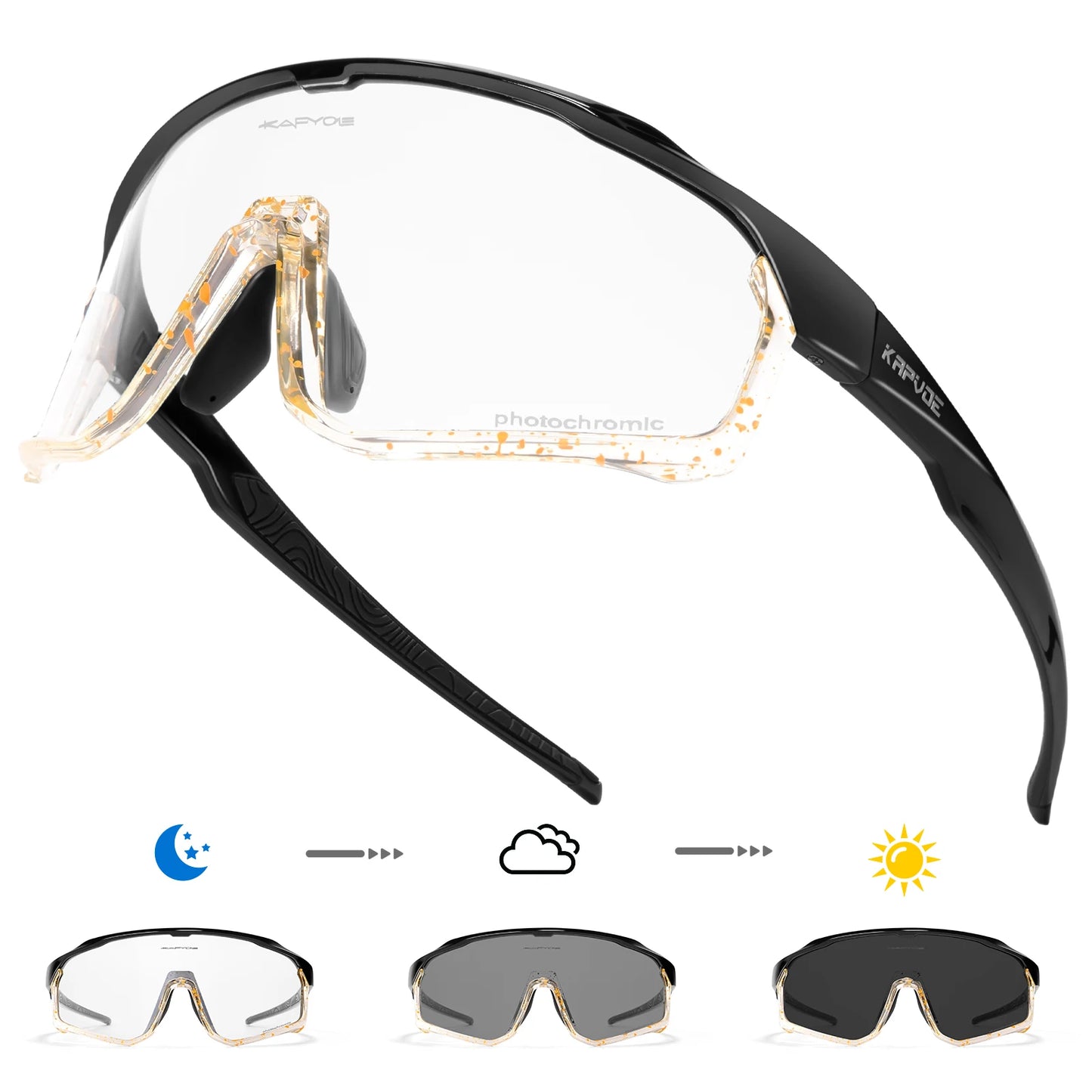 Kapvoe Photochromic Cycling Sunglasses for Men Women Bike Glasses Riding Driving UV400 Mountain Bicycle Goggles Eyewear Sports