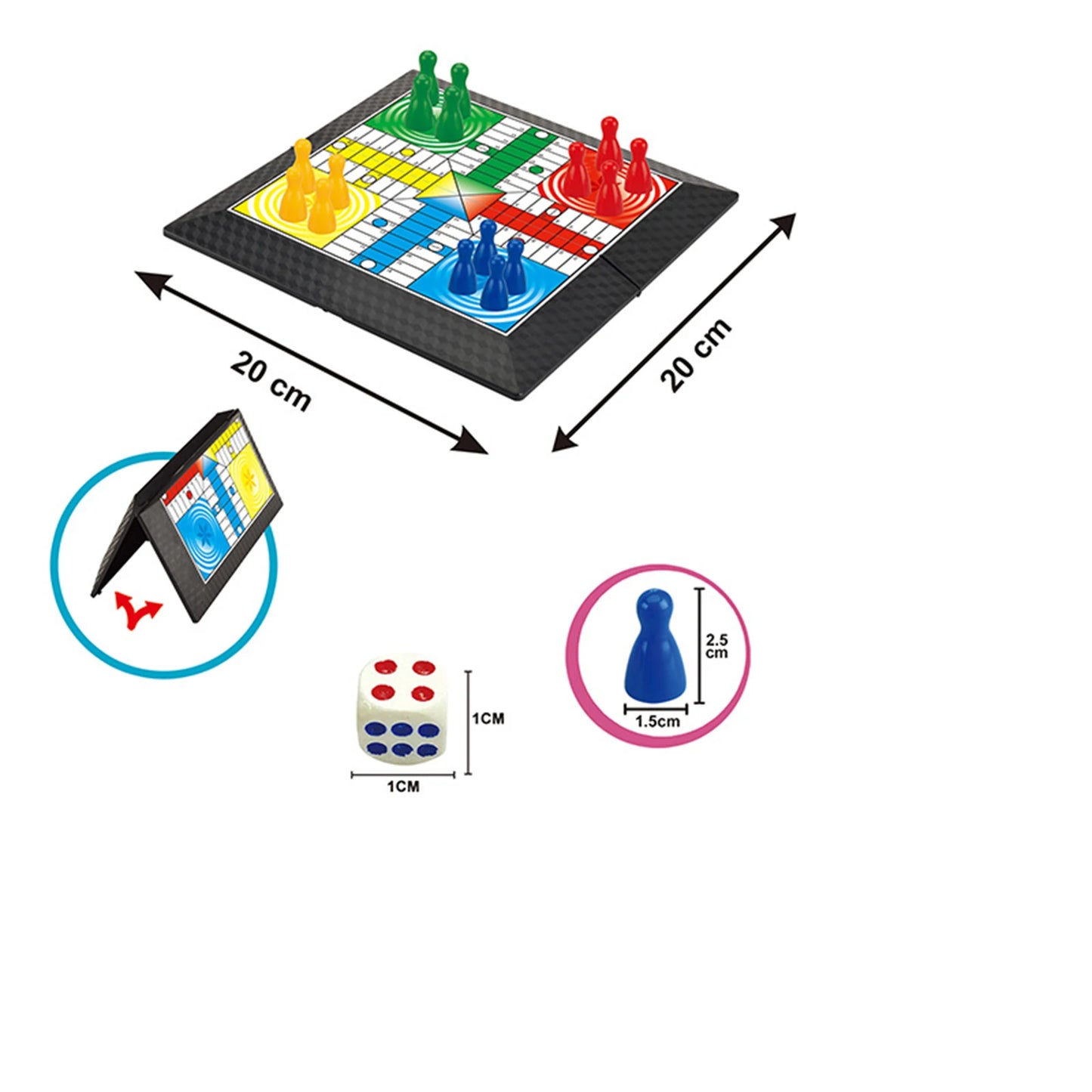 Board Game Ludo Set Parent Child Strategy Interaction with Foldable Board Travel Family Table Game for Kids Party/Social Game