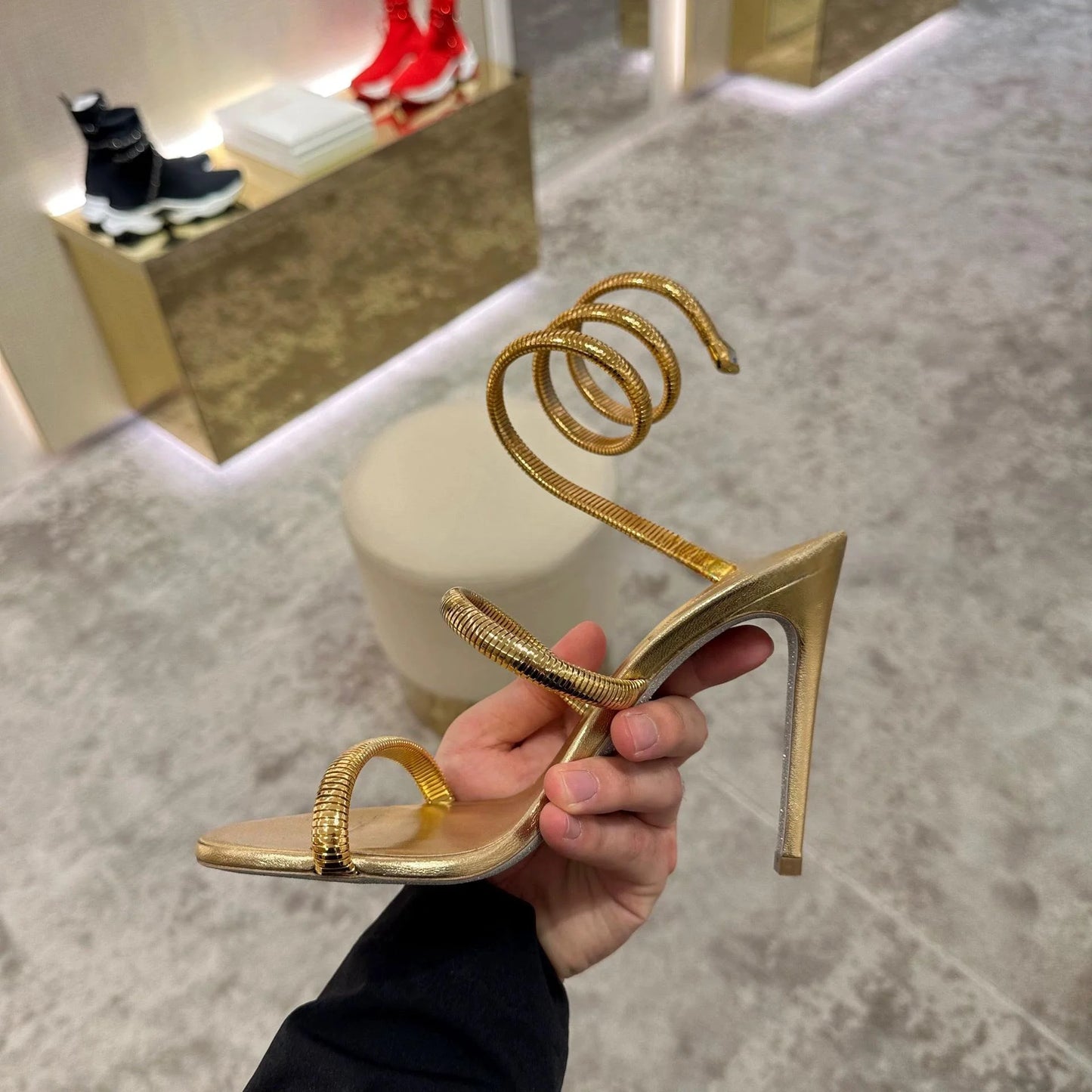 Ankle Snake Wrap High Heel Sandals Open Toe Stilettos Sexy Woman Summer Mixed Colors Banquet Dress Shoes