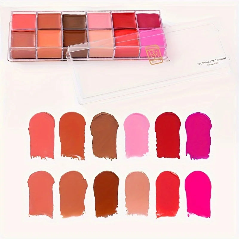 12 Color Lip Gloss Palette Makeup Moisturizing Lipstick Palette, Makeup And Cosmetic For Women Valentine's Day Gifts