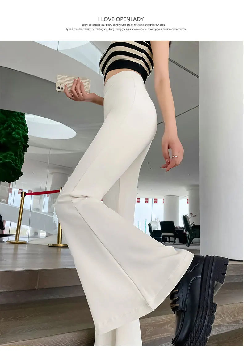 Bla Slimming High Waist Wide Leg Pants Women's Summer Thin Extended Tall Micro Flared Casual Drapey Commute Sle Trousers