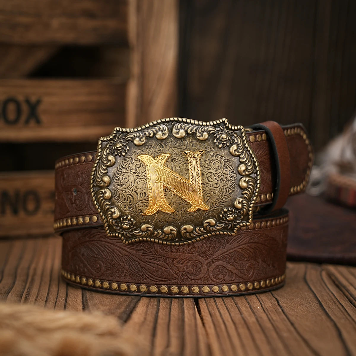 Vintage style PU Leather Western Denim Belt Classic Letter buckle - 3.8 cm wide, durable and stylish for men and women - perfect