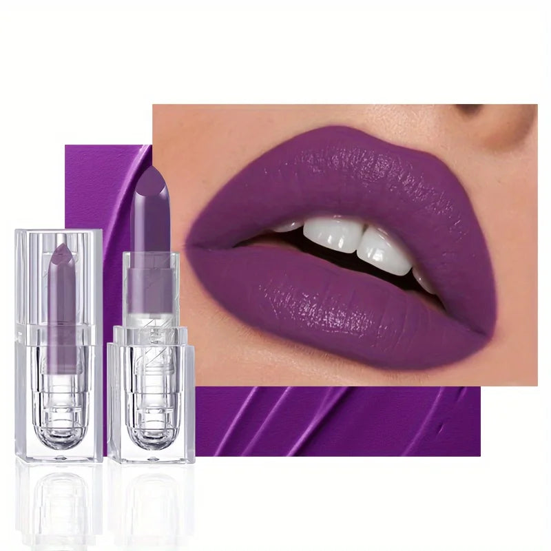 Matte Purple Lip Gloss Moisturizing Matte Glamor Non-stick Cup High Pigmented Lipsticks For Cosplay Party Makeup Cosmetics