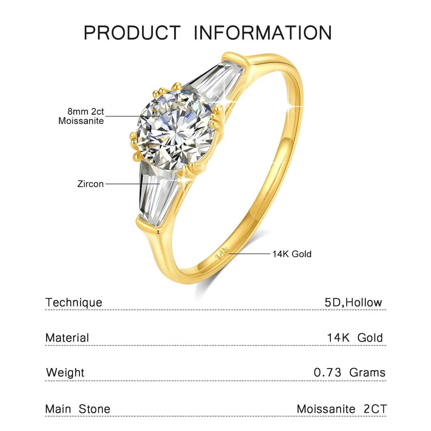 9mm Moissanite Diamond Ring 585 Real 14K Gold for Women D Color VVS1 Brilliant Cutting Wedding Band Engagement Trendy Jewelry