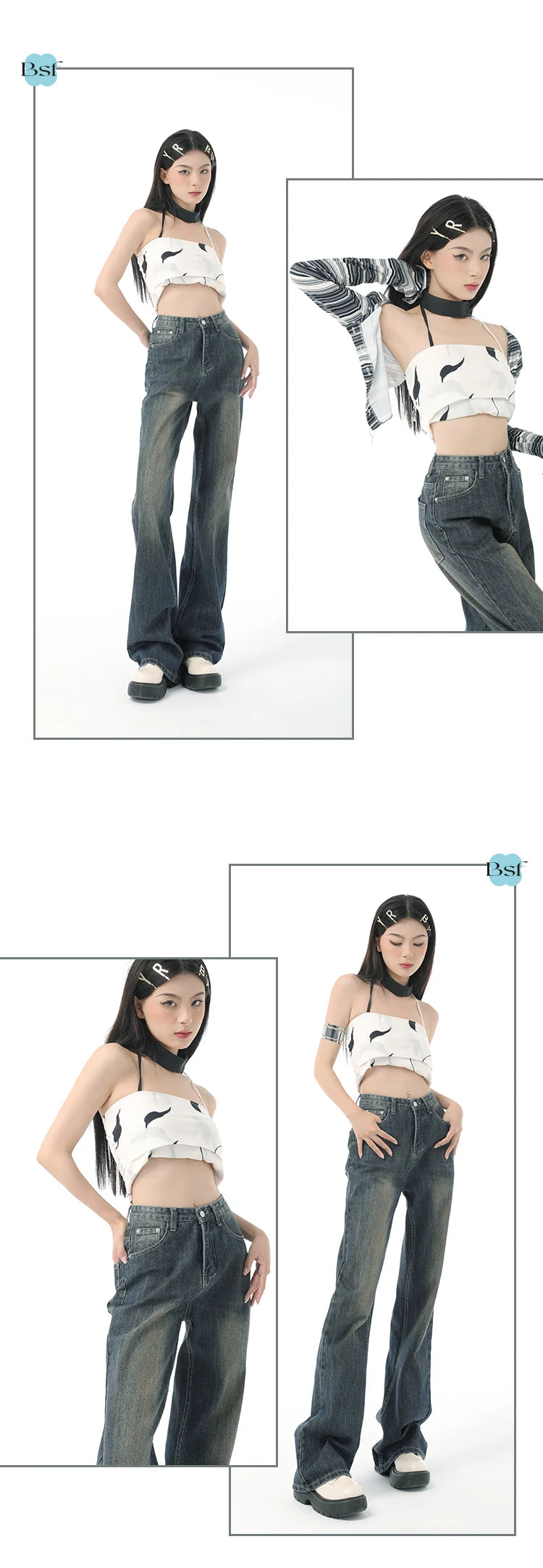Flare Jeans Pants Women Vintage Denim Ladies Jeans High Waist Fashion Pocket Trousers Wide Leg Jeans