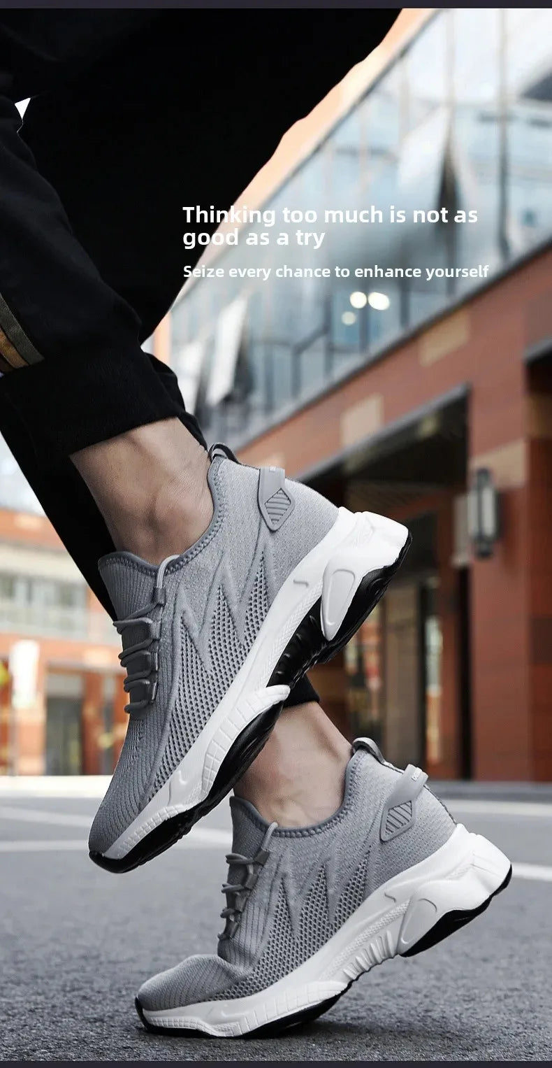 Invisible Heightening 8CM Men's Running Shoes Low Heel Soft Bottom Casual Sports Shoes Breathable Mesh Inner Lining EVA Insole