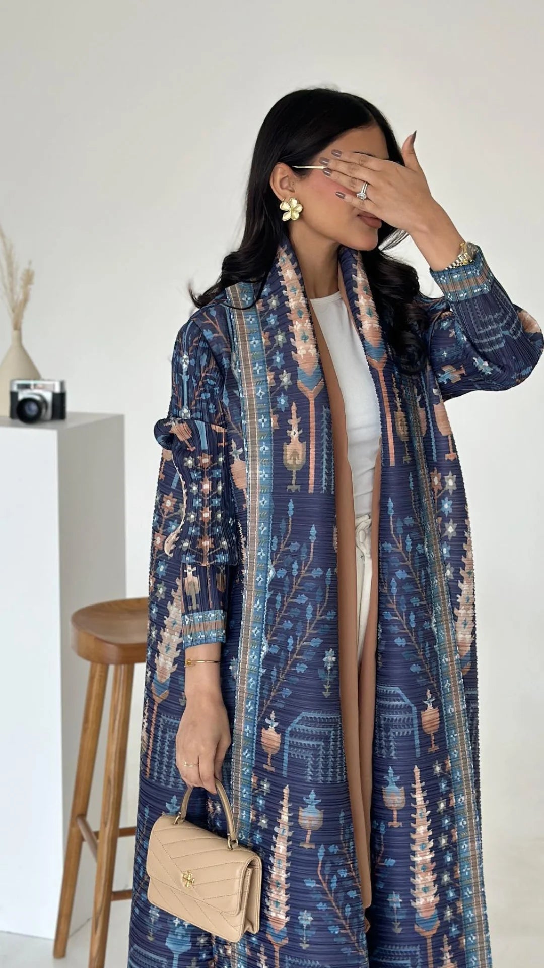 Dubai Abaya Luxury Evening Coat – Pleated Formal Cardigan Robe for Women