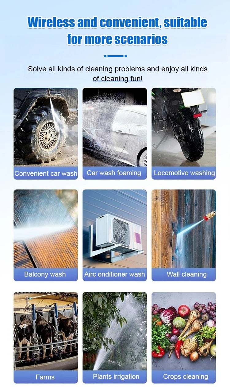 Household electric high-pressure car wash water gun lithium battery wireless car wash artifact portable efficient cleaning tools