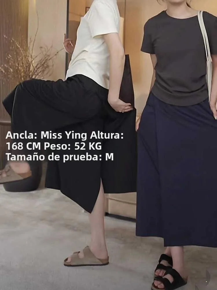 High Waist Wide Leg Pants Skirt Casual Loose plus Size Summer Trendy Slimming A-Line Skirt Commute Sle Eighteen Pants