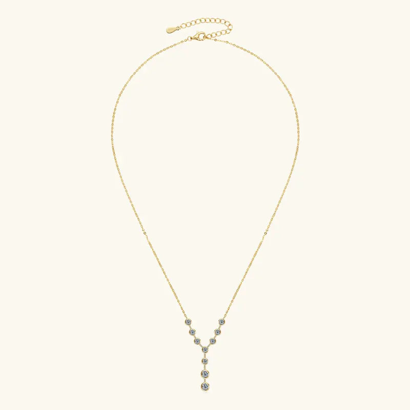 Lnngy 4mm&3mm Moissanite Pendent Necklace 925 Sterling Silver Fashion Sexy Y-Shaped Necklaces for Women 2025 Party Jewelry Gift