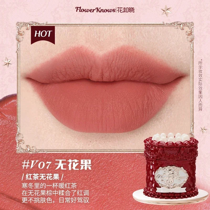 Flowerknows Strawberry Cupid Lipstick Cake Matte Velvet Lipgloss Lip Mud Makeup Korean Flower Know Lip Cream For Girls&Women