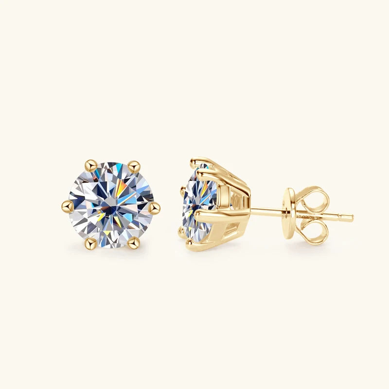 Lnngy Pass Diamond Test 5mm 6.5mm Black Moissanite Stud Earring 925 Sterling Silver 6 Claws Piercing Earrings for Women Men Gift