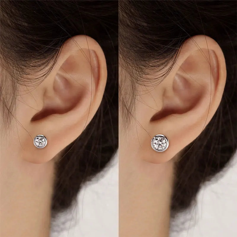 Lnngy GRA Certified Moissanite Stud Earring For Women Original 925 Sterling Silver Irregular Piercing Earring 2025 Hot Jewelry