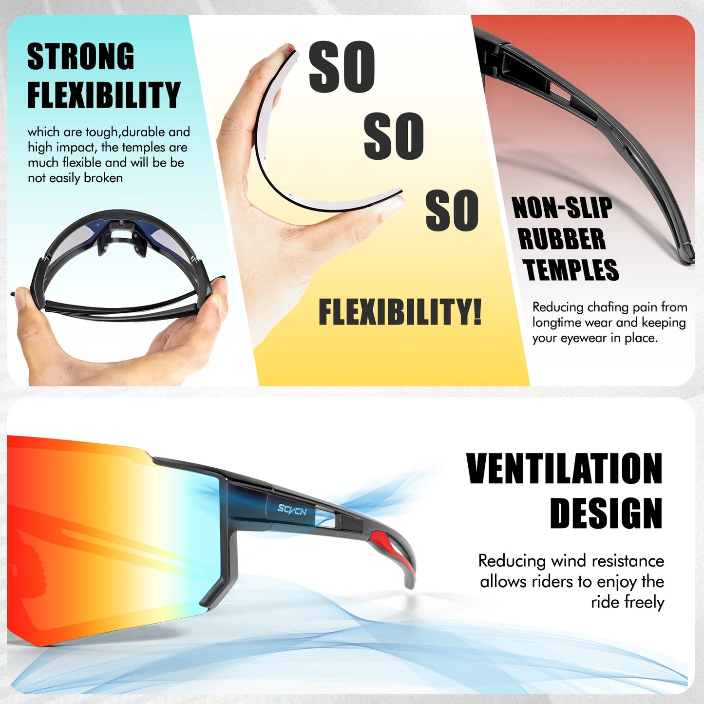 SCVCN MTB Cycling Sunglasses Men Road Driving Bike Glasses Outdoor Sports Mountain Hiking Women Bicycle UV400 Cycling Goggles