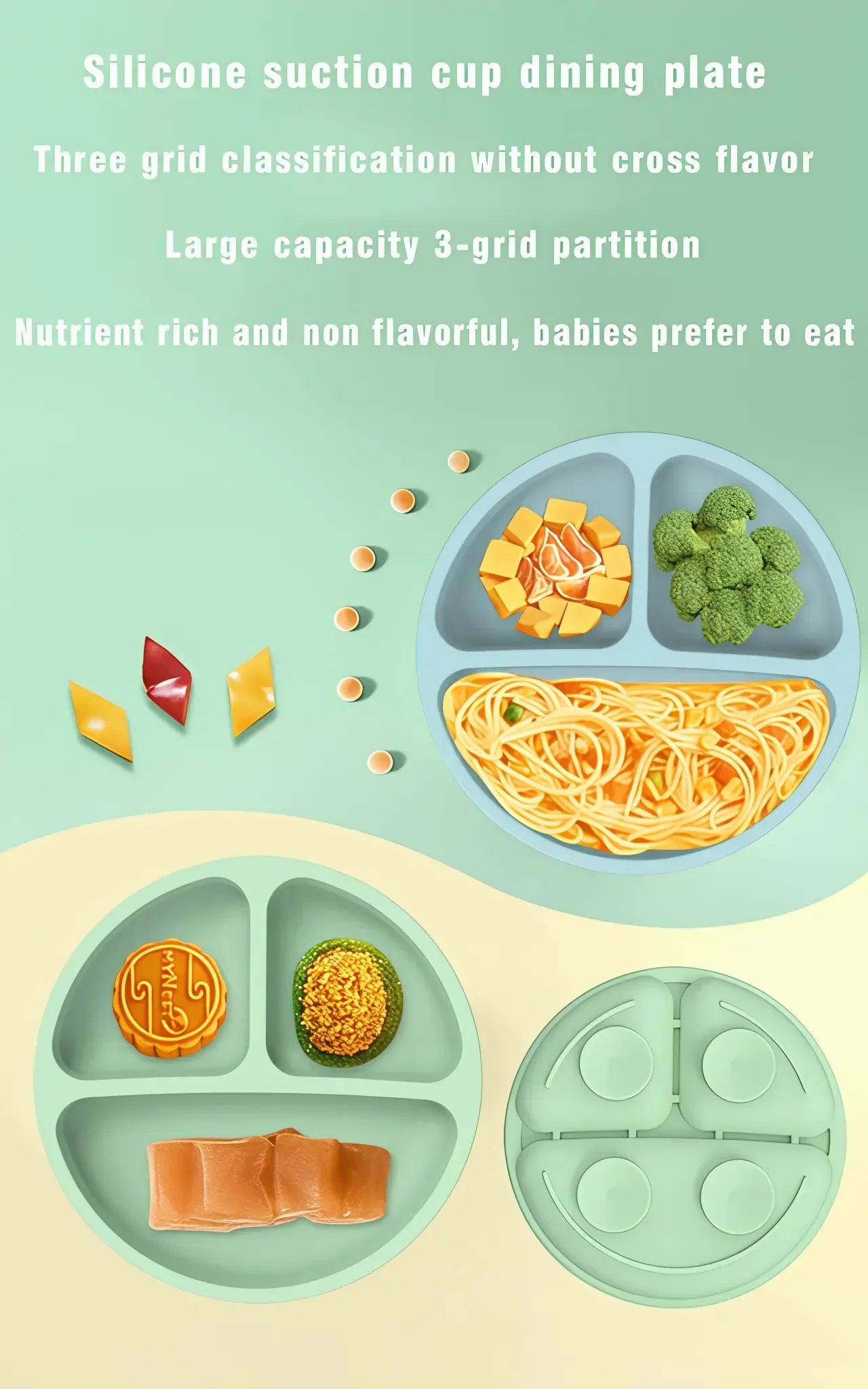 Silicone Tableware Children's Dinner Plate Divided Dinner Plate Auxiliary Training Tableware Set Snack Bowl